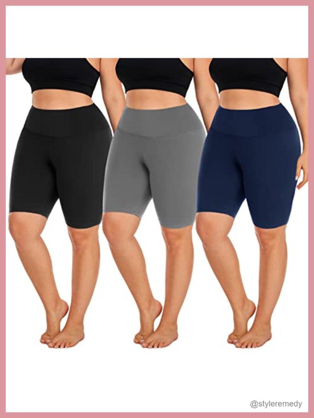 Plus Size Biker Shorts High Waisted 8" Inseam Workout Yoga Non-See Through 3